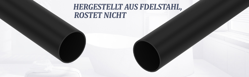 Штанга для душу U/L форми 75×(150-190)×75 см - 2 в 1 (для душу та ванни) з кільцями - Чорний колір