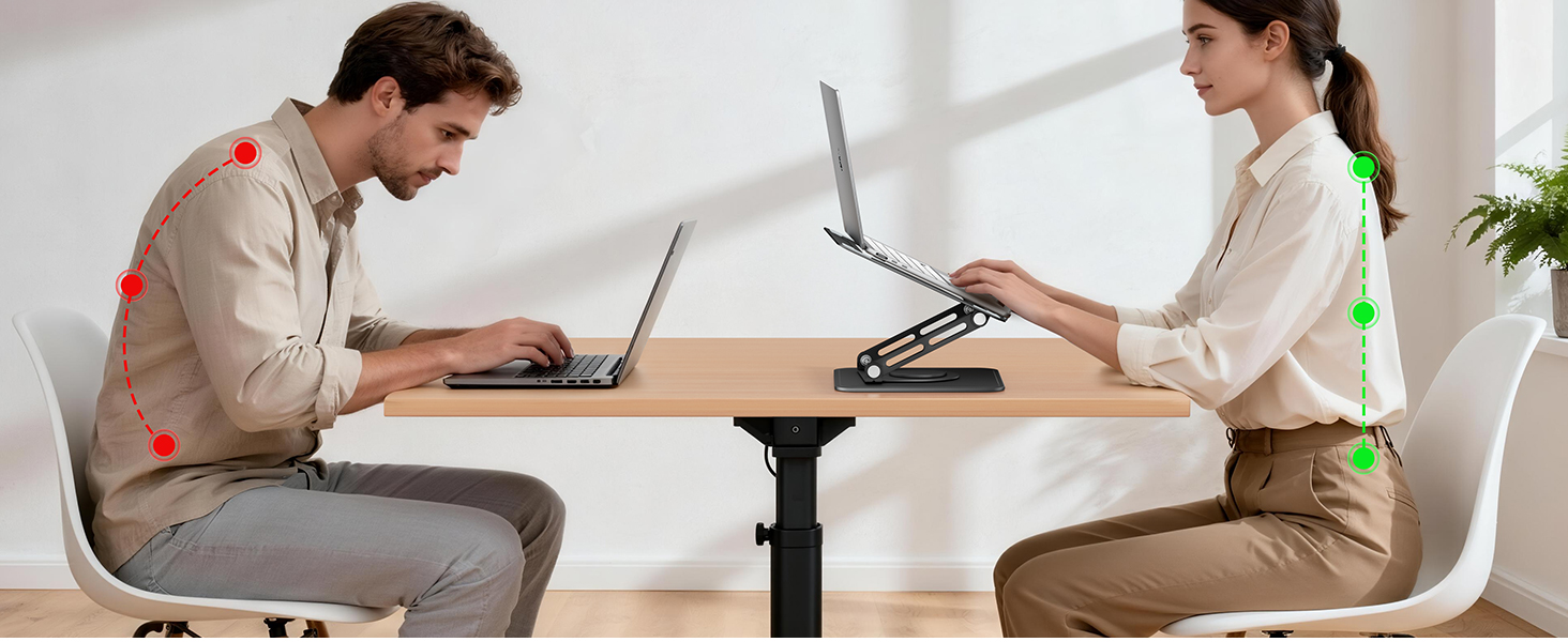 Підставка для ноутбука на стіл Tounee, регульована, 360° обертання, ергономічна, для MacBook Pro, Air та ноутбуків 10-16 дюймів – чорна