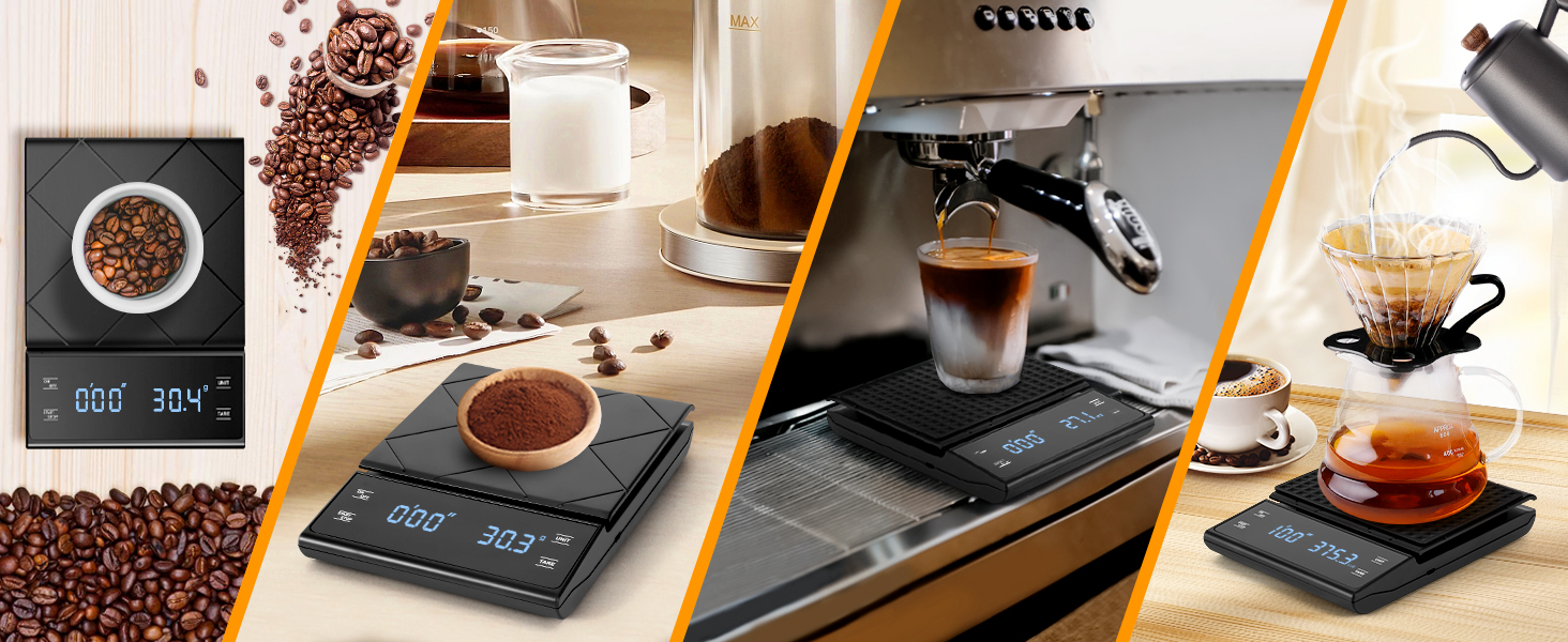 Електронні ваги для кави Viitech, до 3 кг, з таймером, 0.1 г, для дому та офісу