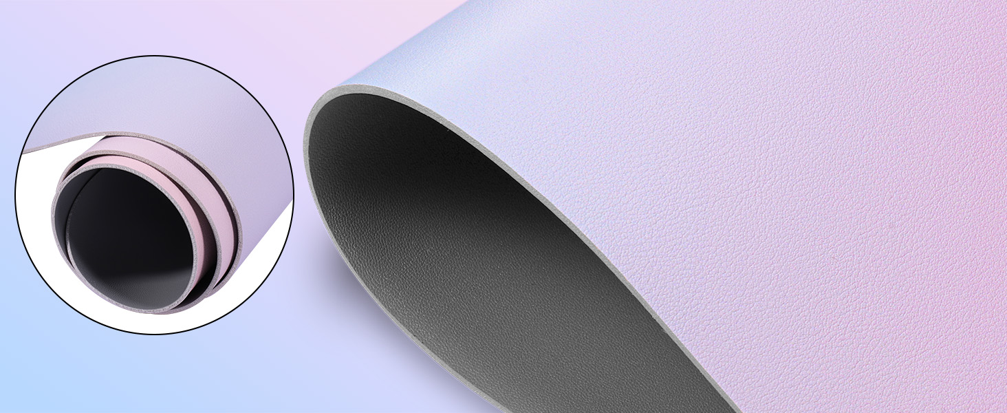 Килимок на стіл з шкіри, антиковзаючий, великий 80x40 см, багатофункціональний, для офісу та дому, лавандово-блакитний