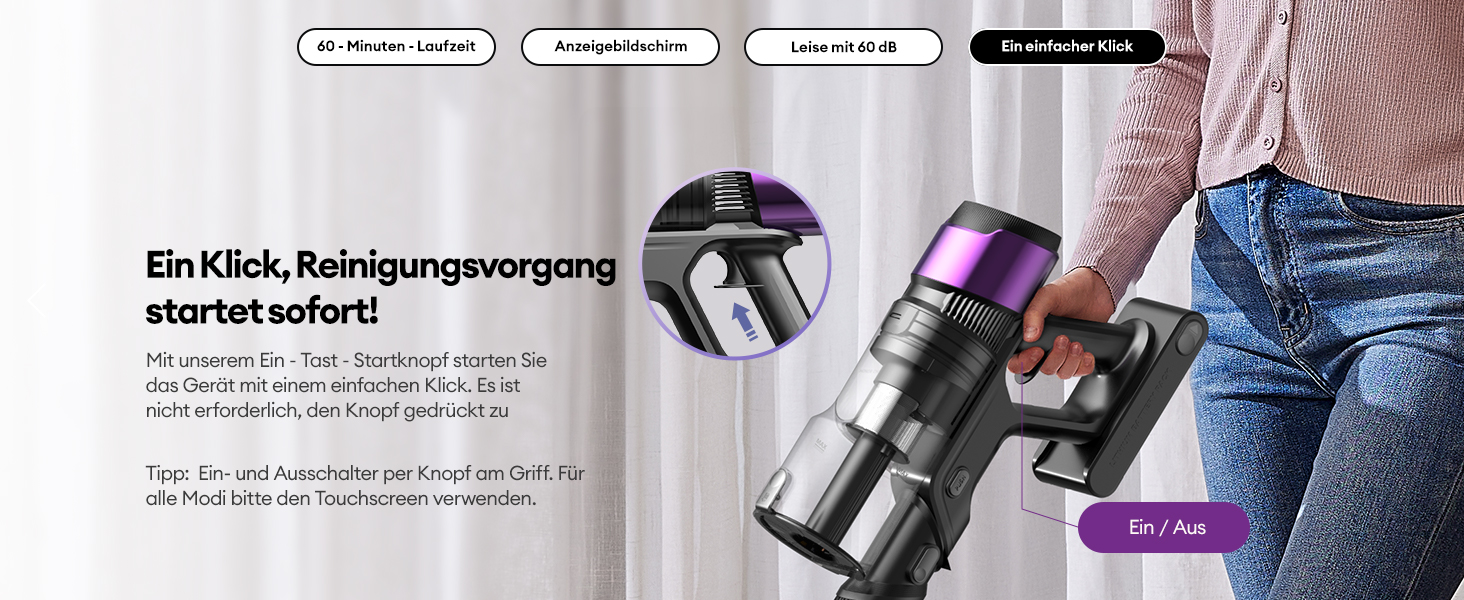 Бездротовий акумуляторний пилосос Ultenic U20, 55000Pa, 600W, 60 хвилин, GreenEye, Anti-Tangle, для твердих поверхонь, килимів, шерсті тварин