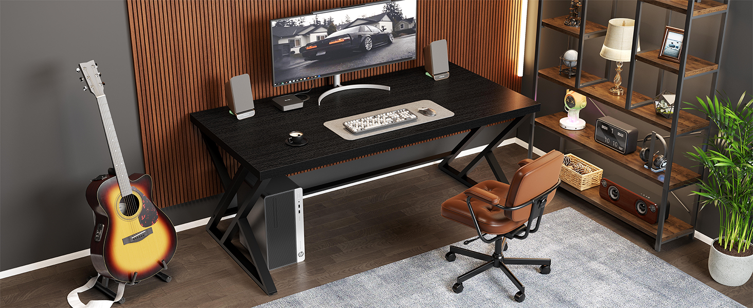 Комп'ютерний стіл LVB, 140 x 60 x 75.5 см, чорний, для дому та офісу