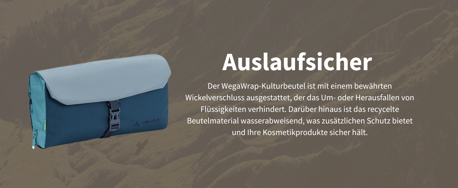 Kulturbeutel VAUDE WegaWrap: Косметичка з дзеркалом, тримачем для зубної щітки та гачком для підвішування, водонепроникна, чорна