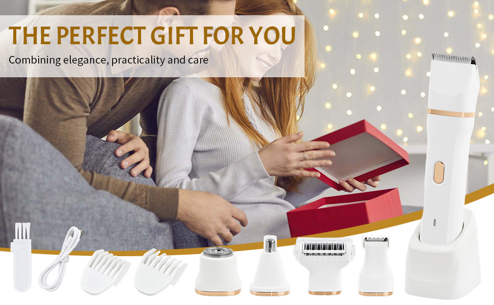 Електричний жіночий триммер 5-в-1 для тіла та обличчя, водонепроникний, USB-зарядка