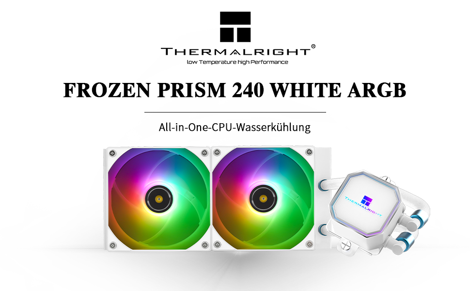 Система рідинного охолодження процесора Thermalright Frozen Prism 360 White ARGB, 360мм, 3 PWM вентилятори, для Intel LGA1700/1851 та AMD AM4/AM5, Білий