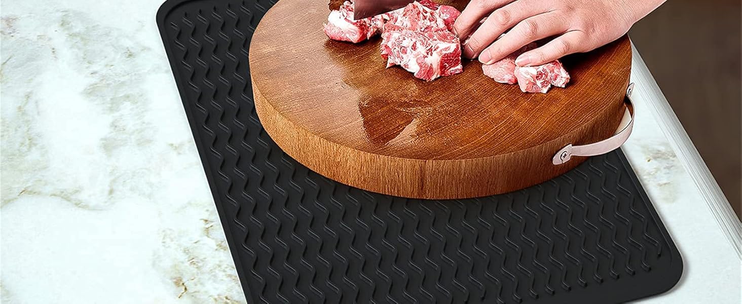 Силиконова підставка для посуду - 50 x 40 см. Без BPA, стійка до нагріву, не слизька. Підставка для сушіння посуду, чорна.