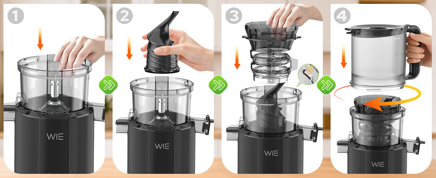 Шнекова соковижималка WIE 135мм Slow Juicer для цілих овочів та фруктів, ємність 2.6л