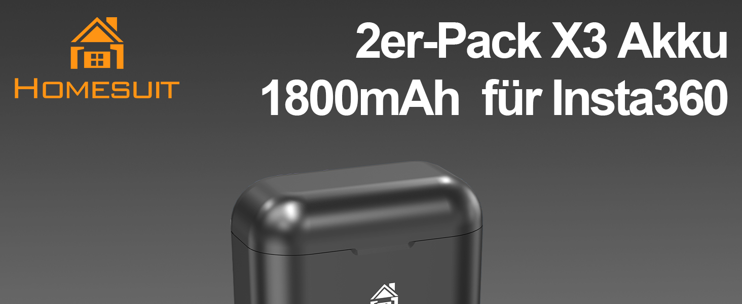 Акумулятор Insta360 X3 1800mAh + USB LED зарядний пристрій (2 шт.) для екшн-камери