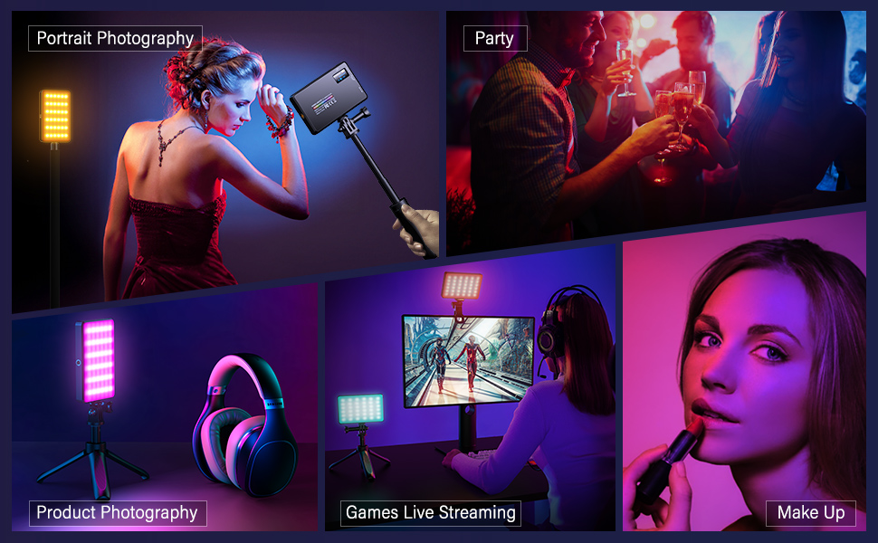 LED світло для селфі на телефон ST-120RGB-CT: 120 світлодіодів, 2500-9000K, регулювання яскравості, 3000mAh, CRI 95+, з тримачем та штативом для фото/відео