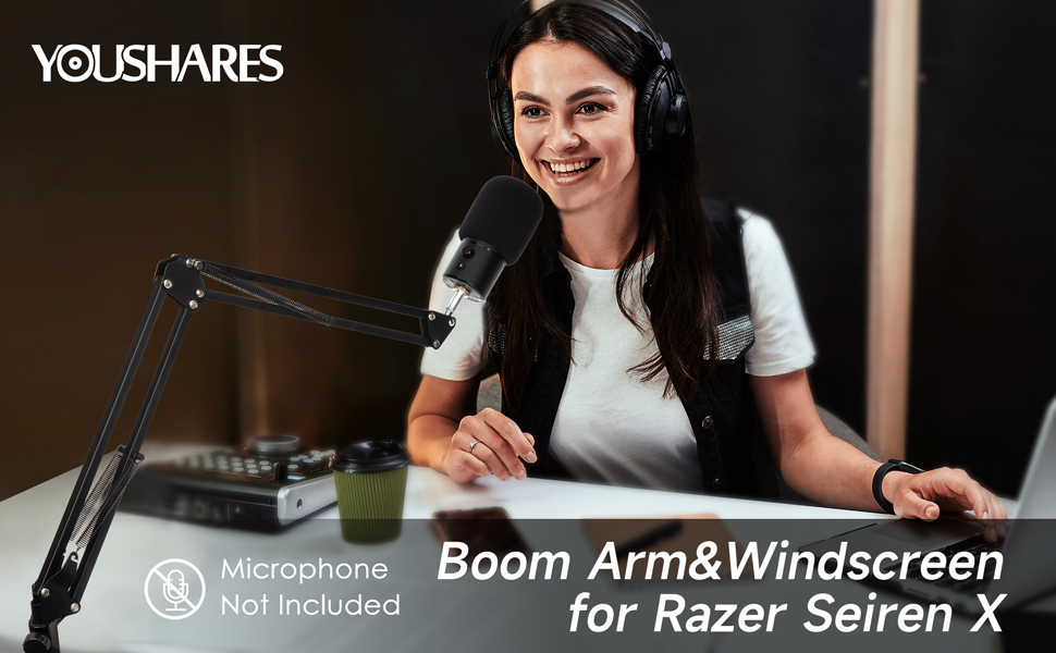 Кріплення для мікрофона Razer Seiren X від YOUSHARES з поп-фільтром, гнучкий штатив, сумісний з USB-мікрофоном Seiren X