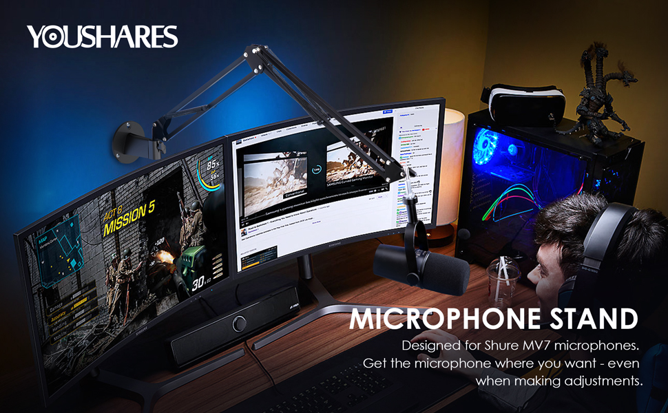 Кріплення для мікрофона YOUSHARES з металевою клямкою та поп-фільтром для Shure MV7