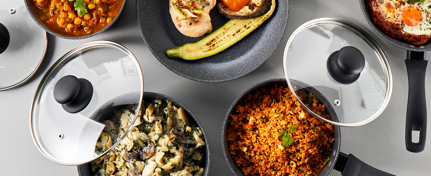 Сковорода Russell Hobbs RH02813EU7 Metallic Marble 28 см антипригарна, універсальна для індукції, грилю та смаження