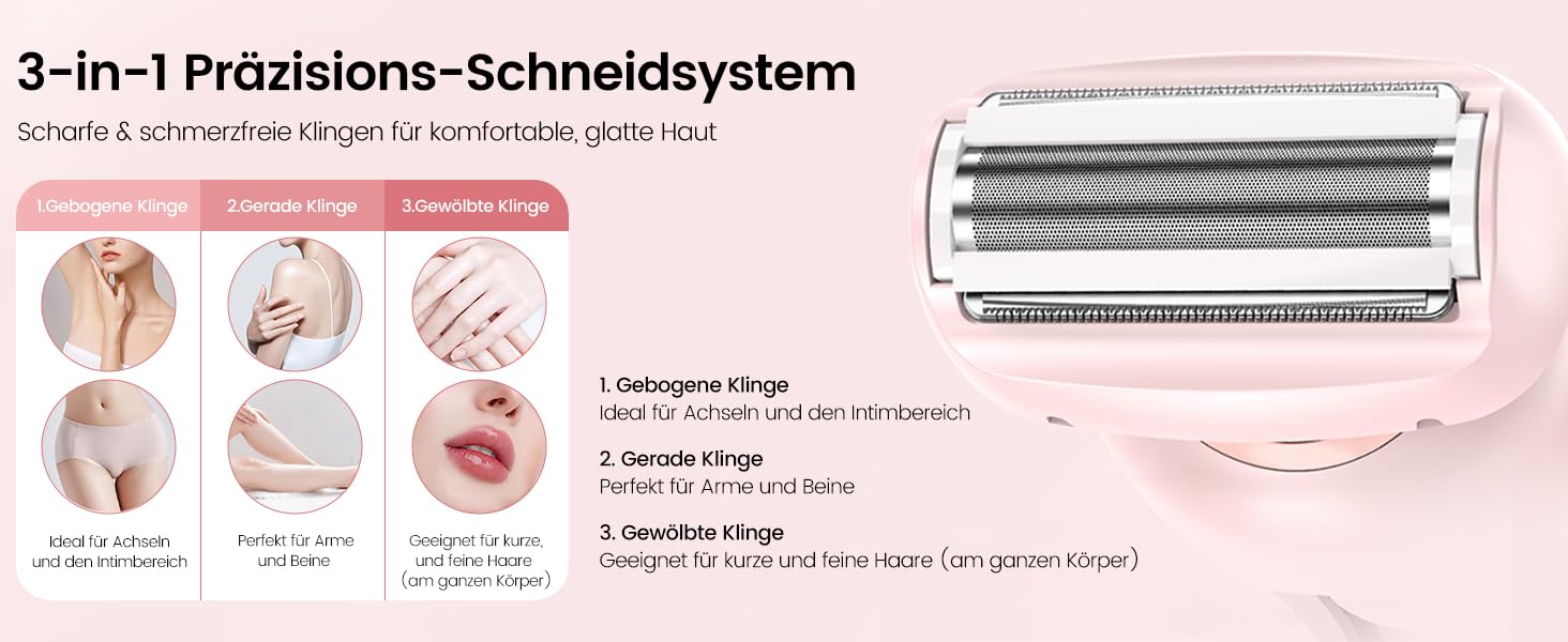 Електричний жіночий триммер Intimrasierer для бікіні, ніг, рук та тіла 2-в-1. Вологостійкий IPX7, USB-C, рожевий