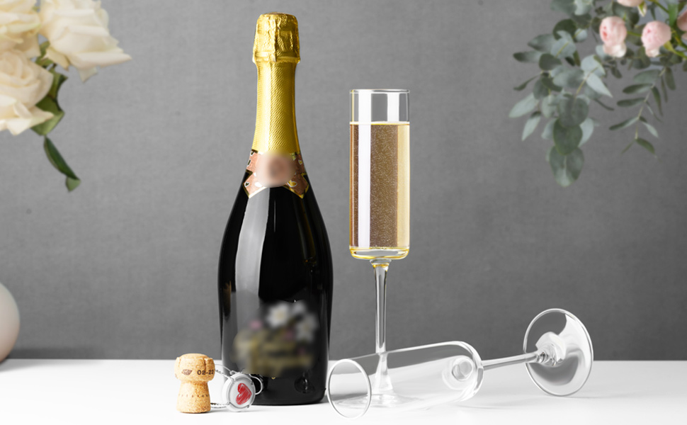 Набір келихів для шампанського ParaCity 2 шт., 170 мл, елегантні скляні келихи для шампанського, коктейлі, подарунок на день народження, весілля, Різдво, прозора новорічна декор для жінок та чоловіків (трубчаста форма)