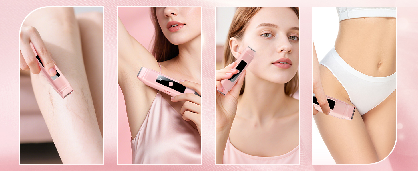 Електричний жіночий епілятор 2-в-1 Intimrasierer з LED-дисплеєм та IPX7 водонепроникністю, рожевий