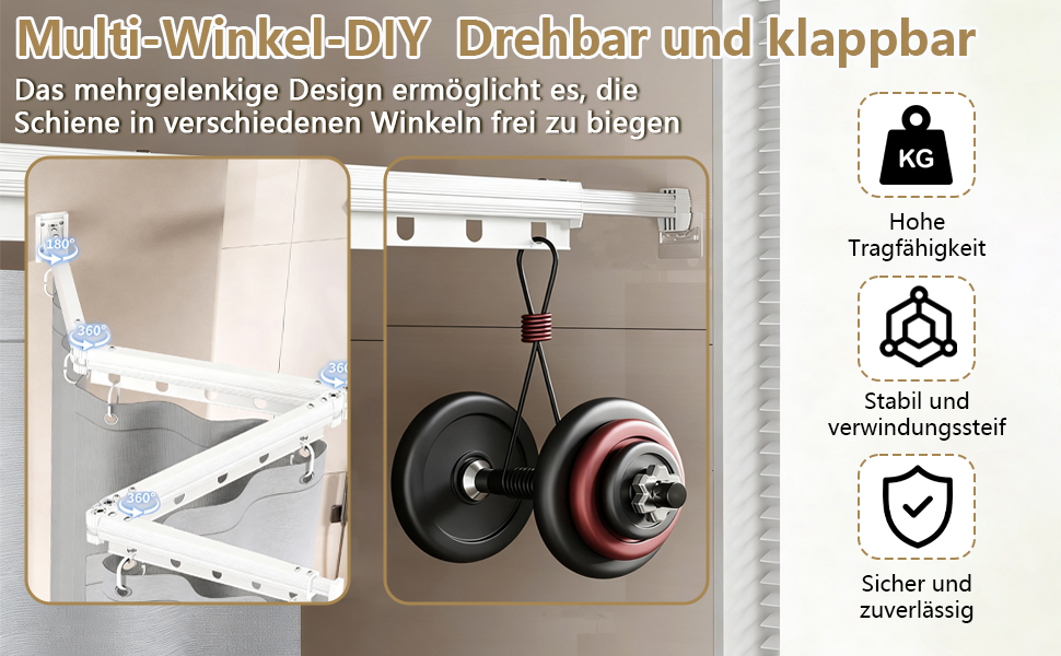 Шторка для душу з розсувною штангою без свердління, 4 секції, обертається, алюмінієвий сплав, водонепроникний антибактеріальний душ-завіса 180x200 см, для ванної кімнати та ванни (білий/сірий)