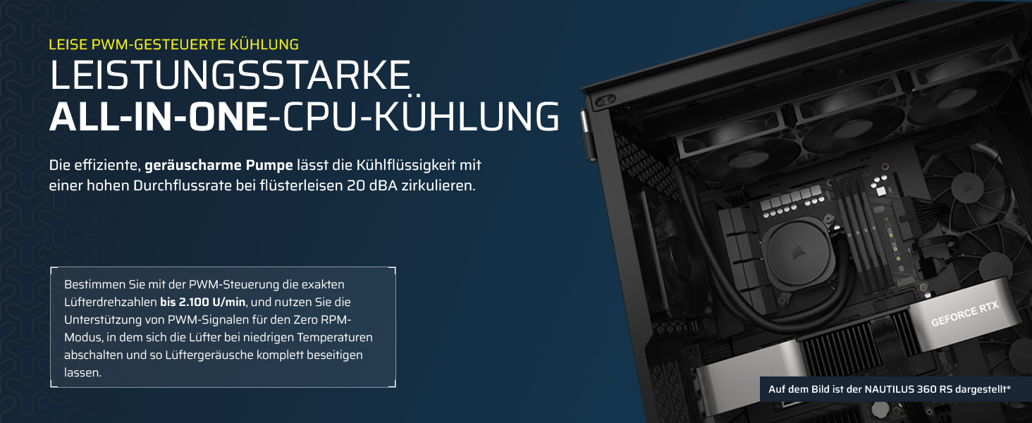 Система водяного охолодження Corsair Nautilus 360 RS для CPU - 240 мм, 3 вентилятори, чорний (без RGB)