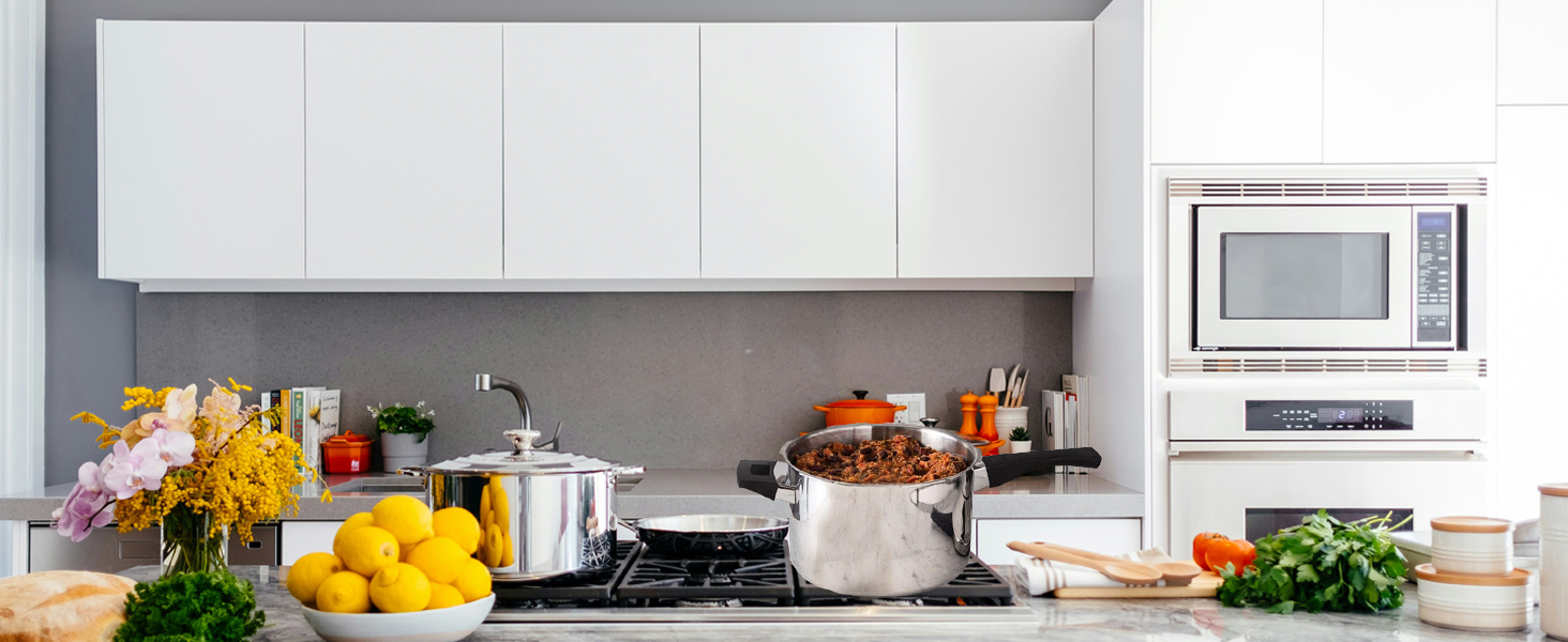 Друк-каструля з нержавіючої сталі 304 з системою безпеки - для індукційних, газових та всіх типів плит - професійне та домашнє використання (5 літрів)