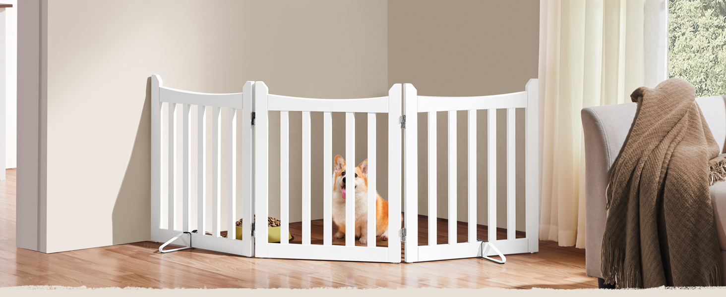 Захисне огорожа для собак Yaheetech, 60,5 x 151,5 см, 3 панелі, біла