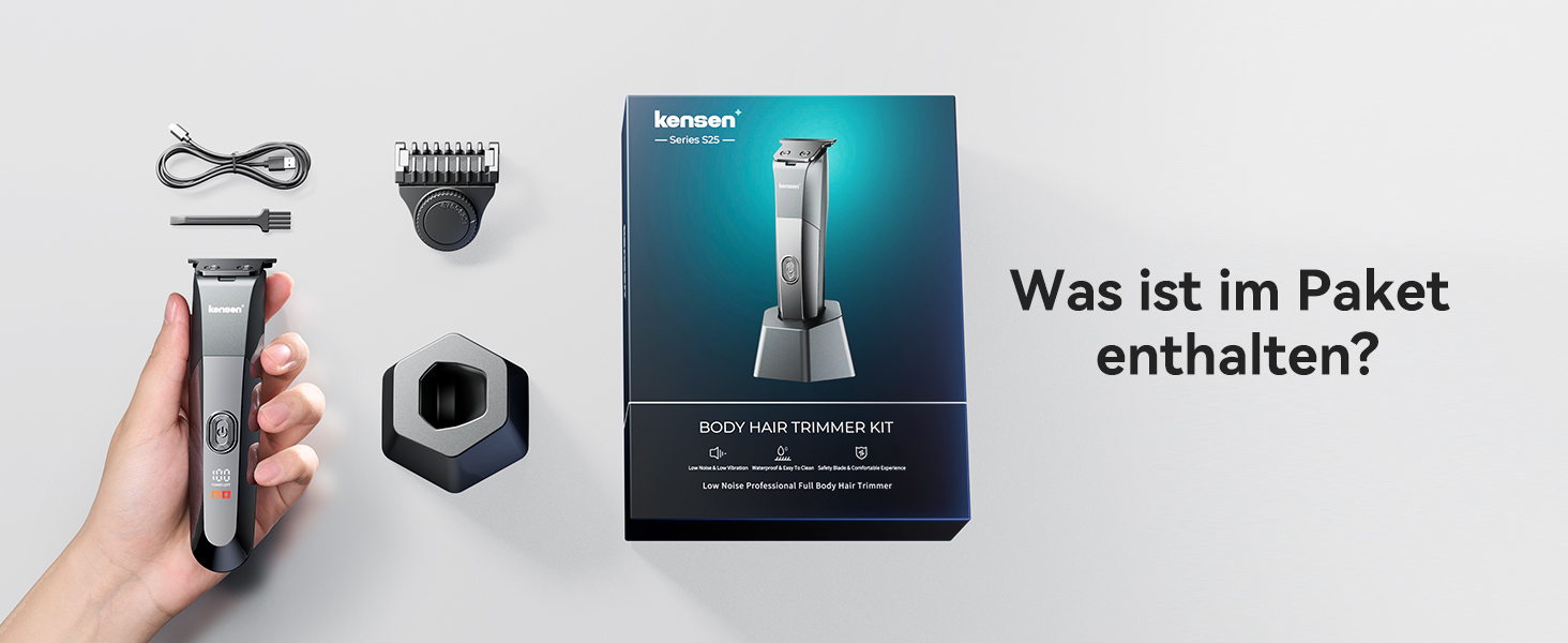 Мультитриммер для тіла чоловічий Intimrasierer Mann - Водонепроникний тілотриммер для чоловіків з насадками для ніг, пахв та зони бікіні. Чорний