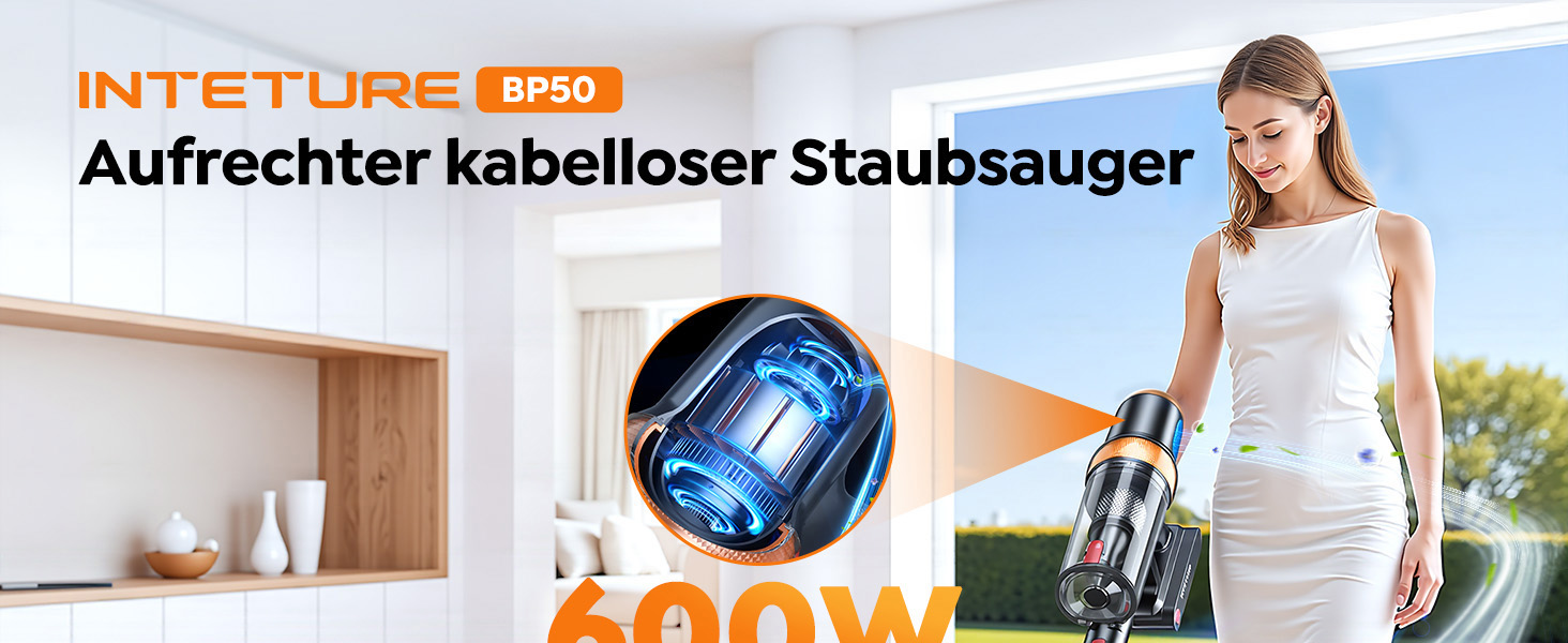 Бездротовий акумуляторний пилосос 600W/50KPA/65хв з док-станцією, для дому та авто, блакитний