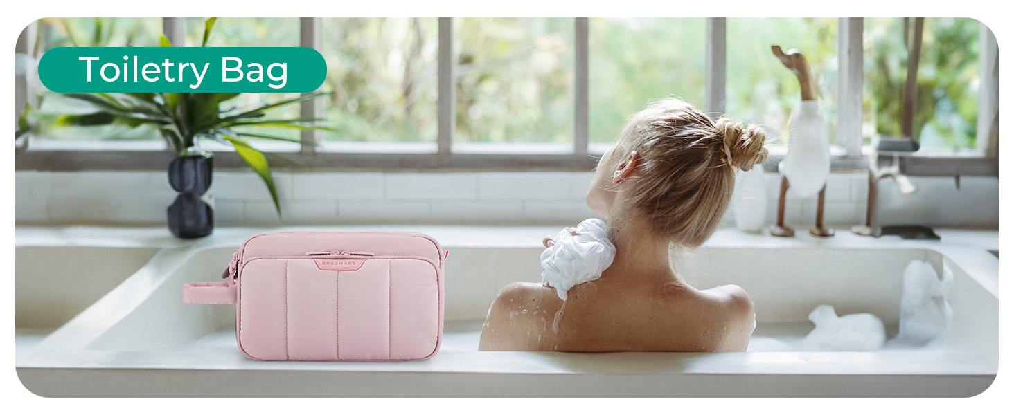 BAGSMART Косметичка для подорожей, органайзер для макіяжу та туалетних аксесуарів, чорна