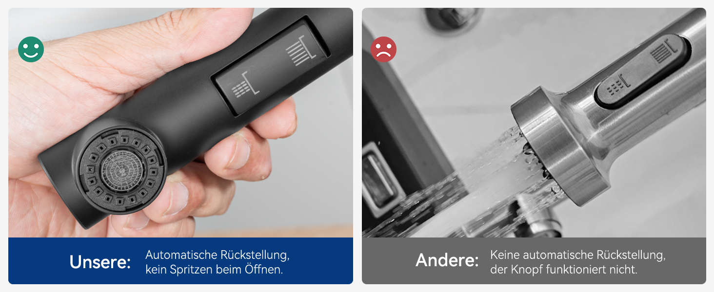 Змішувач кухонний CECIPA висувний з душем, нержавіюча сталь, 2 режими, 360° оберт, матовий чорний