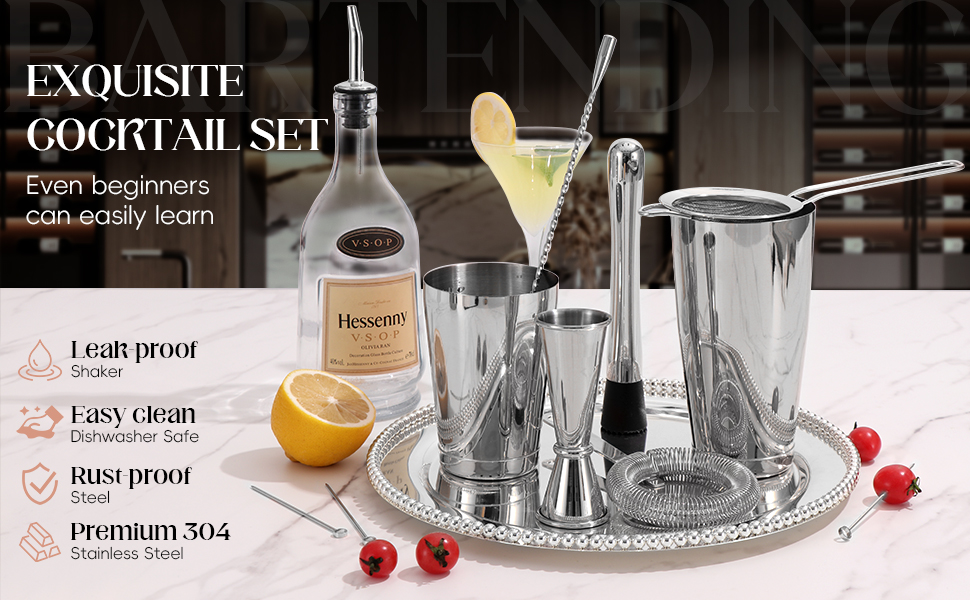 Набір для коктейлів 12 предметів: шейкер, аксесуари, професійний барний набір | Подарункова коробка