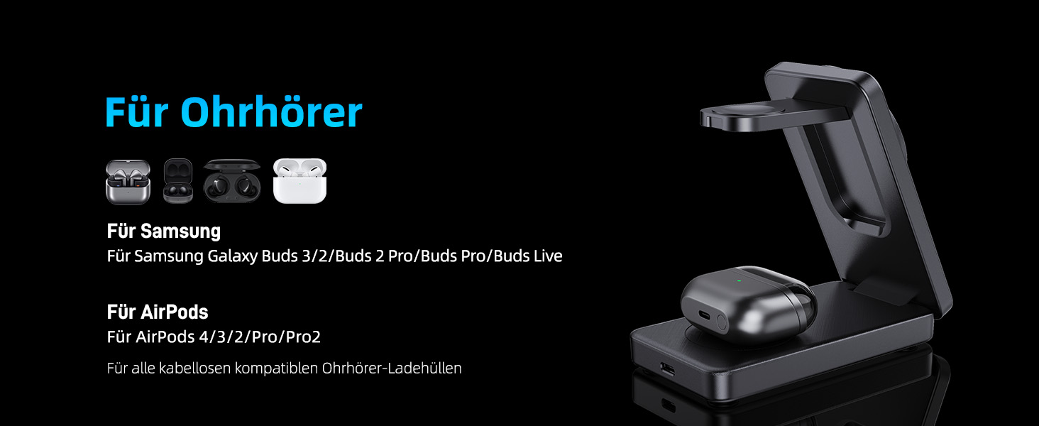 Бездротова зарядка 3-в-1 MagSafe для Samsung Galaxy S25 Ultra та інших моделей, з підтримкою годинників та навушників