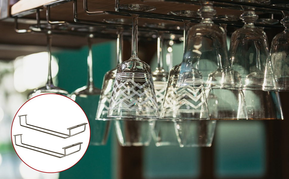 Підставка для келихів вина FWEEK (4 шт.) - рейлінг, кріплення для бару та кухні