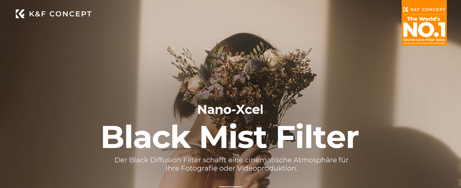 Фільтр K&F Concept Black Mist 1/4 (52mm) для відео та портретної зйомки - оптичне скло з нанопокриттям