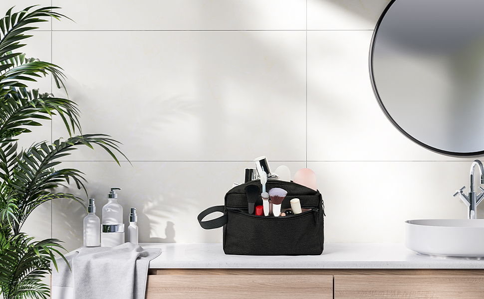 Чоловічий дорожній косметичний набір, жіноча культбагер великого розміру, косметичка-органайзер з подвійною блискавкою, чорна (#3)