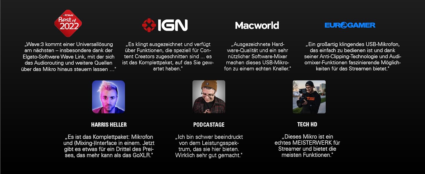 Elgato Wave:3 - Професійний USB-конденсаторний мікрофон для стрімінгу, подкастів, геймінгу та home office, безкоштовне програмне забезпечення для мікшування, плагіни звукових ефектів, захист від спотворень, Plug & Play, для Mac - PC мікрофон