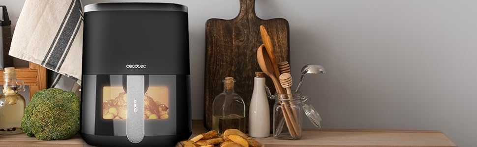 Аерофритюрниця без олії Cecotec Cecofry Fantastik Window 4000, 4 л, з вікном для перегляду, чорна