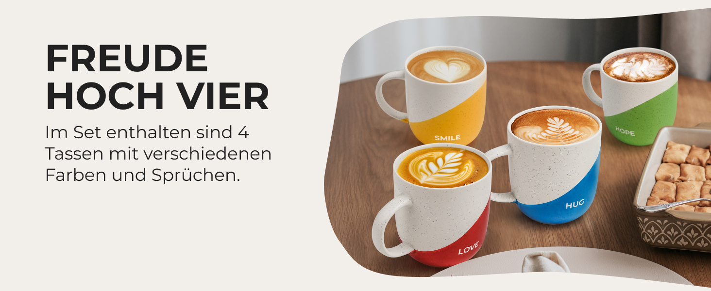 Набір кавових чашок Miamio 4 шт по 300 мл з приколами/Подарункові чашки для мами, тата, жінок, чоловіків, сім'ї, друзів/Підходить для мікрохвильової печі та миття в посудомийній машині (Дизайн B)