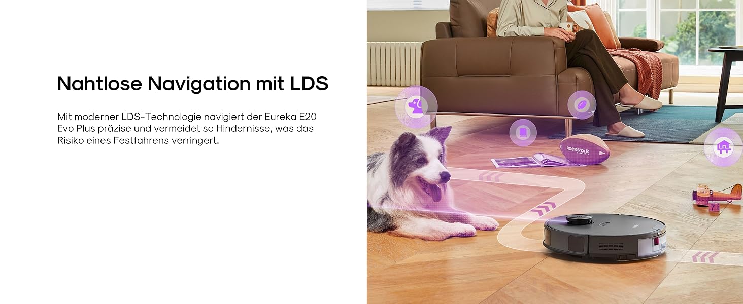 Робот-пилосос Eureka E20 Evo Plus з функцією миття та автопорожненням, 10000 Па, для твердих підлог та килимів, білий (чорний)