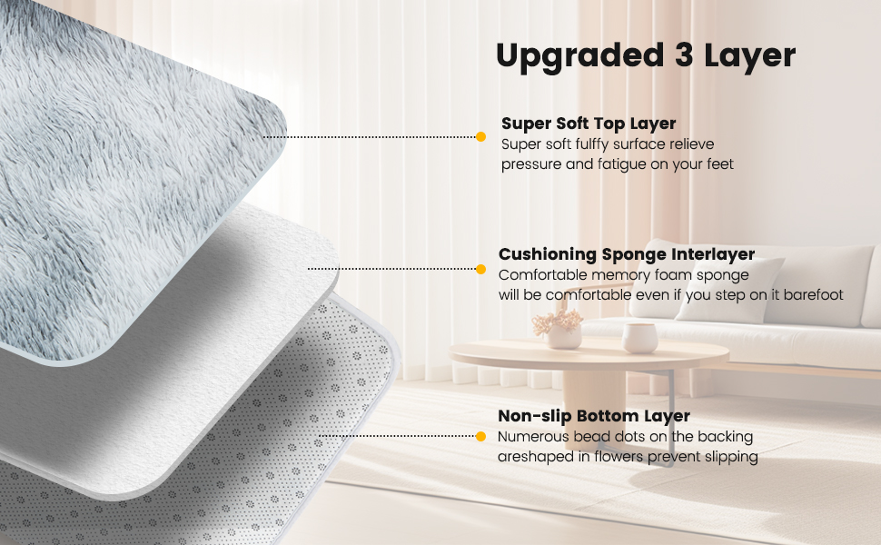 Пухнастий килим для вітальні Hochflor, 160x230 см, сірий. Килим для спальні, дитячої кімнати, з антиковзаючою основою, легко миється.