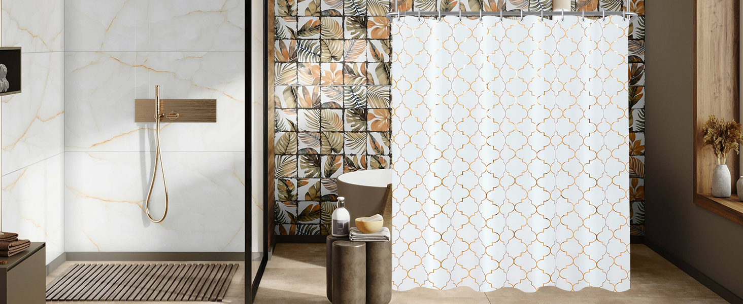 Штора для душу 180x200 см Phnom Penh Квіти, антигрибкова, водовідштовхувальна, поліестер, з кільцями (1 шт)