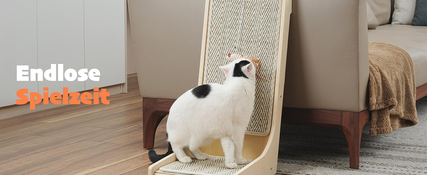 PETKARAY Драбина-крізь-крізь для котів, L-подібна, 68 см, сиза, з котячою м'ятою та іграшкою мишкою