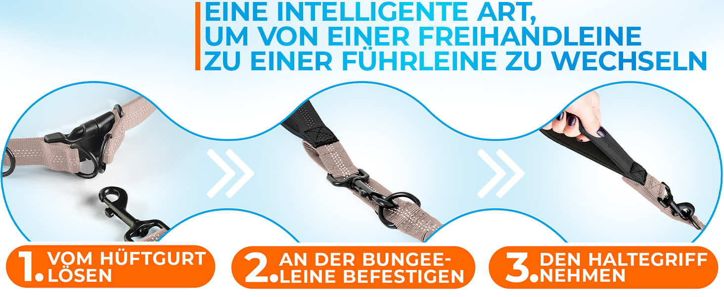 Спортивна повідка на талію для собак SparklyPets - Безпечна повідка для прогулянок для середніх та великих порід - Комплект з тримачем для телефону, змінним контейнером для відходів тварин, кишенькою для ласощів та тримачем для пляшки