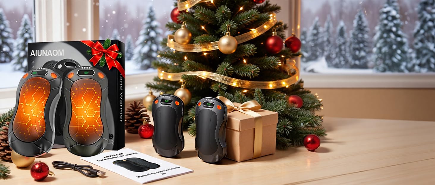 Електричний підігрівач для рук 2 шт. з регулюванням температури (45°C, 50°C, 55°C), 5000mAh, магнітний, компактний, чорний