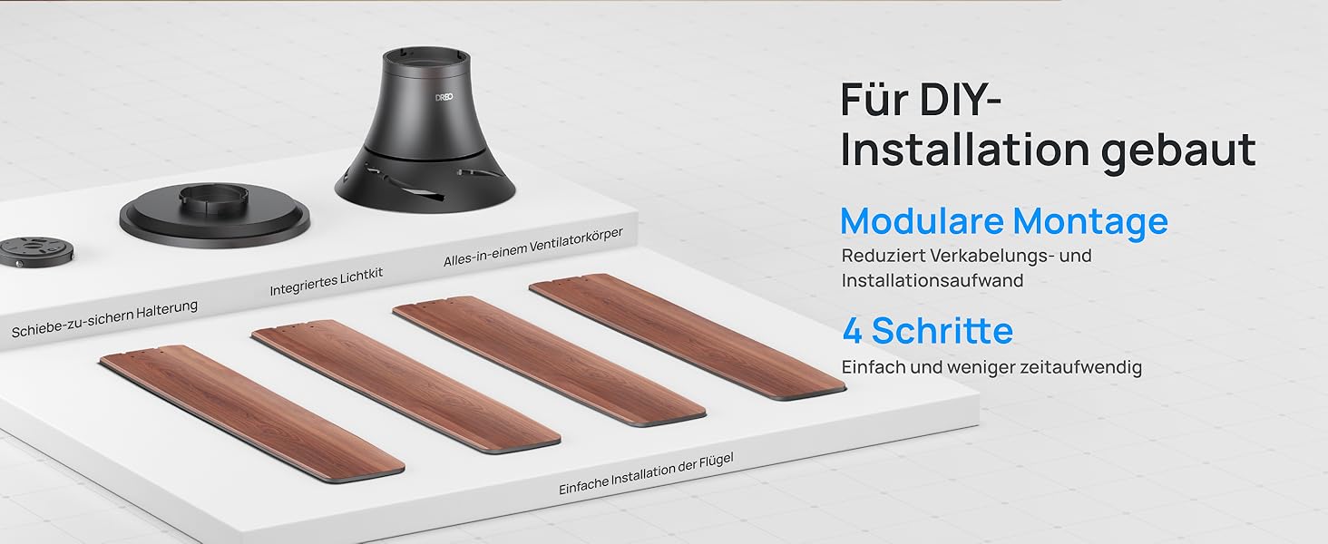 Стеляний вентилятор Dreo з підсвічуванням та пультом керування, 112 см (44 дюйми), плоский, чорний, реверсивний, 5 лопатей, 6 рівнів регулювання яскравості, 6 швидкостей, тихий, з таймером, легка установка для спальні