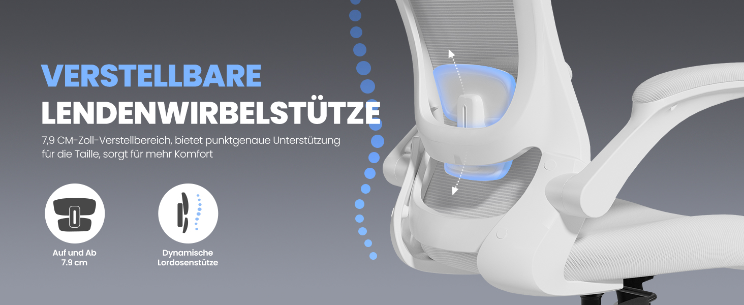 Офісне крісло Colamy: ергономічне, з регульованою підголівником та поперековою підтримкою, біле