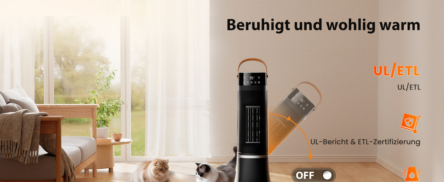 Електричний обігрівач 2000W з керамічним PTC нагрівачем, 75° обертання, термостат, тиха електропіч, 3 режими, таймер 24 години, захист від перегріву та перекидання