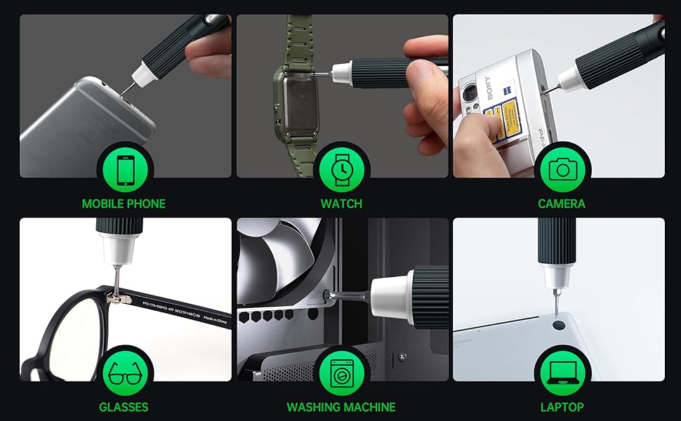 JAKEMY Мініатюрний електричний шуруповерт E21-B: набір для дрібної механіки з регулюванням крутного моменту, LED-підсвічуванням та USB-C зарядкою