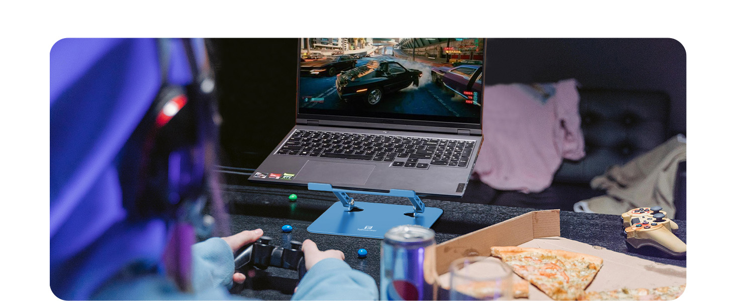 Підставка для ноутбука Ergonomic Aluminium, регульована по висоті та складна, стабільна та неслизька, покращена вентиляція, сумісна з MacBook (до 15,6 дюймів) (Темно-синій)