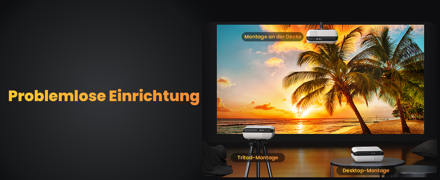 HOPVISION Beamer: проєктор 9500 люмен, 4K, Bluetooth, Full HD 1080p для домашнього кінотеатру. Сумісний зі смартфонами, HDMI, USB, ноутбуками, Fire Stick, PS5