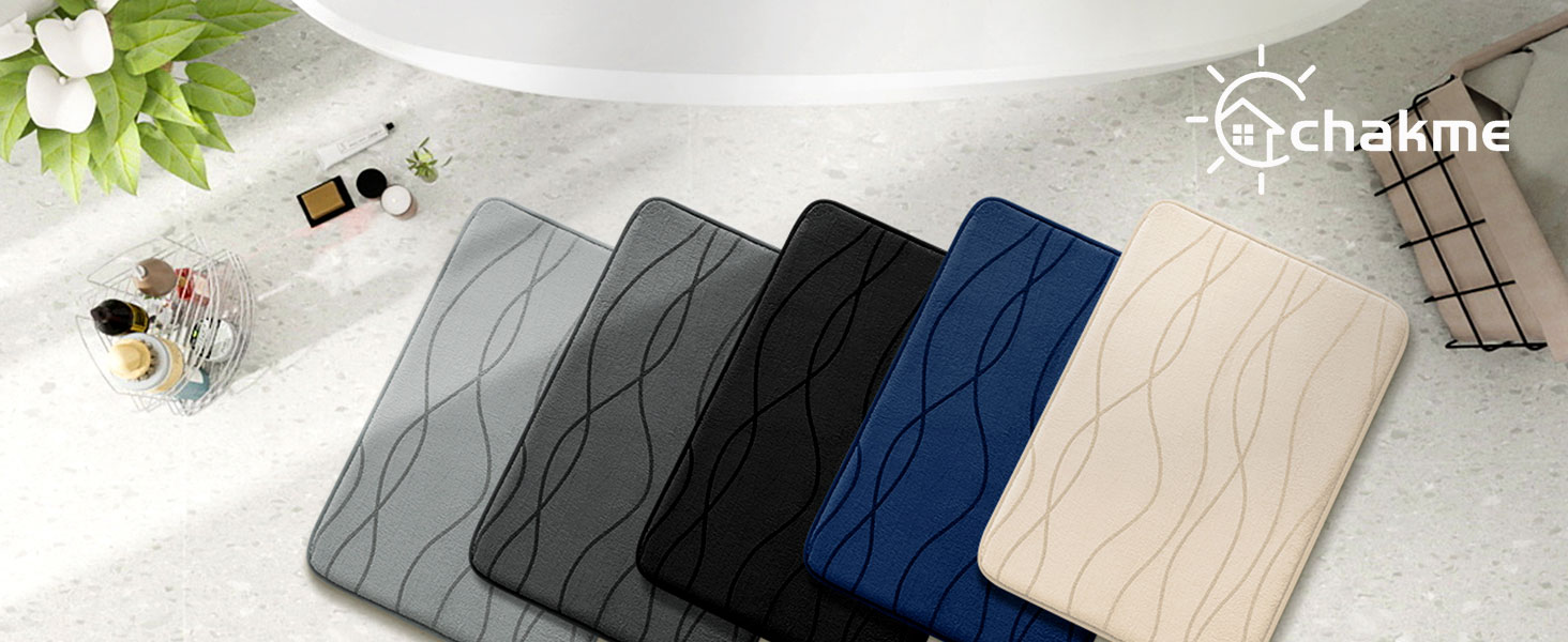 Килимок для ванної кімнати chakme з ефектом пам'яті, антиковзаючий та вбираючий м'який килим у ванну, що переється (60x150 см, сірий)