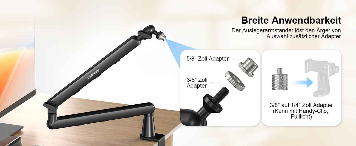 Кріплення для мікрофону Aokeo AK-55 - низькопрофільний тримач для HyperX QuadCast, Elgato Wave, Shure SM7B, Blue Yeti, Blue Snowball, студійне запису