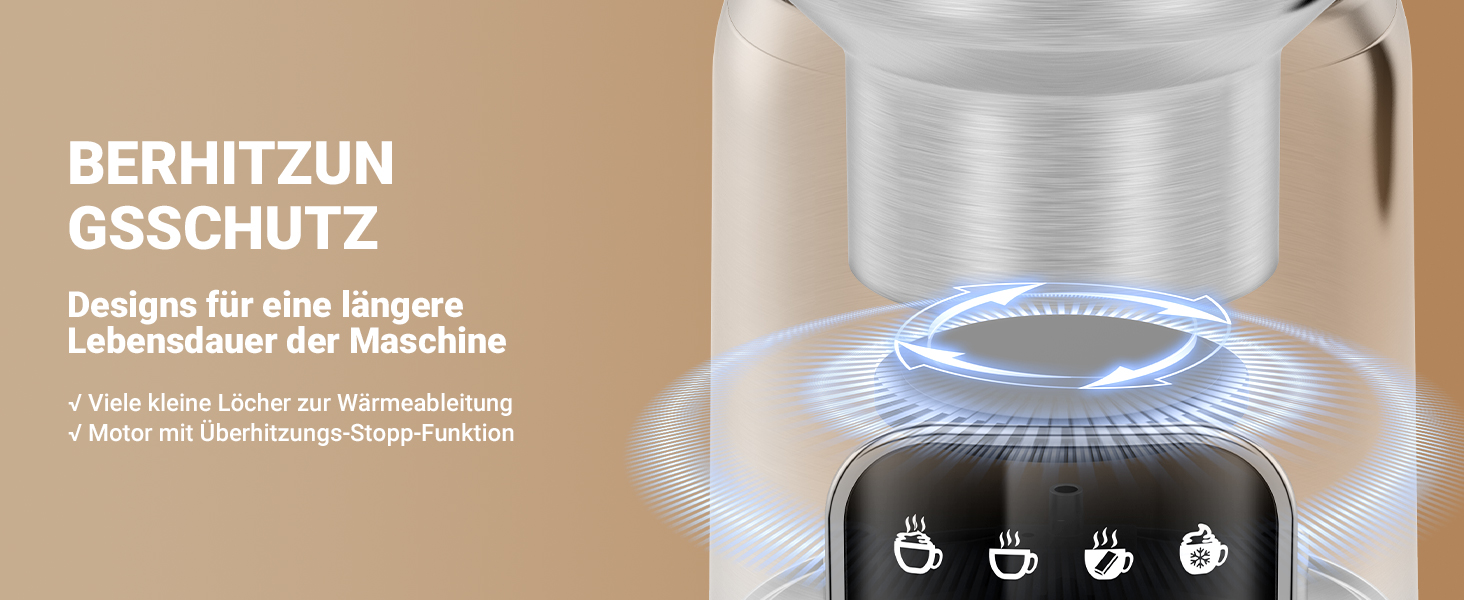 AMZCHEF Електричний піноутворювач молока з LED-touchscreen | Нержавіюча сталь | 3D-індукційний нагрів | Для лате, капучино та мокко | 550W, Срібний